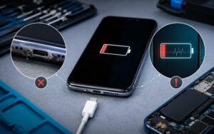Technician providing phone charging port repair in Orlando
